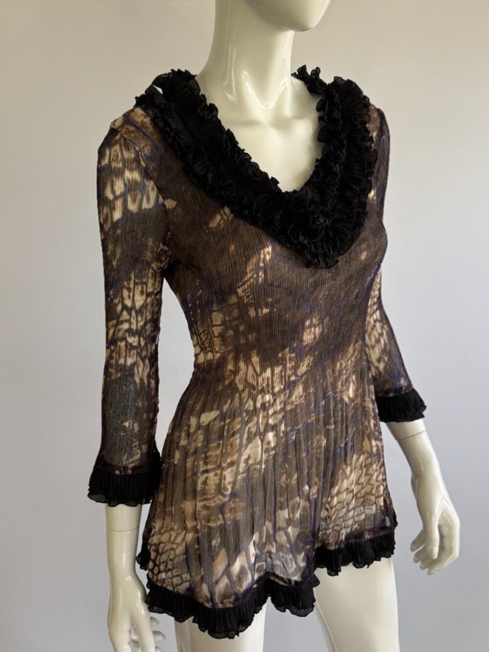 Vintage 00s Sheer Lace Mesh Babydoll Dress